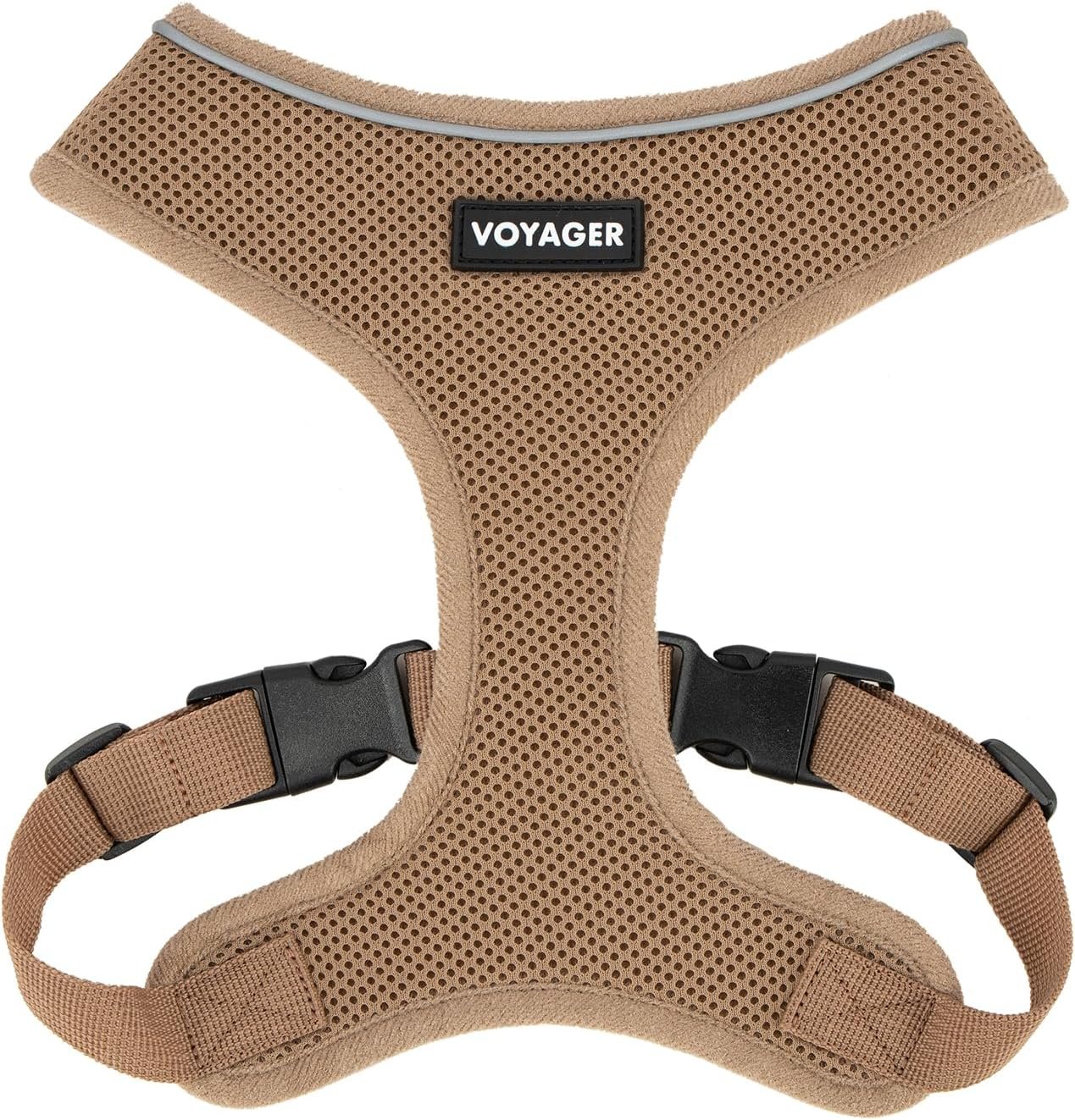 Best Pet Supplies Voyager Aerolite Over the Head Dog Harness, No Pull Breathable Air Mesh Vest, Quick Dry with Reflective Stitching, Adjustable Escape Resistant Harness - Beige, Large