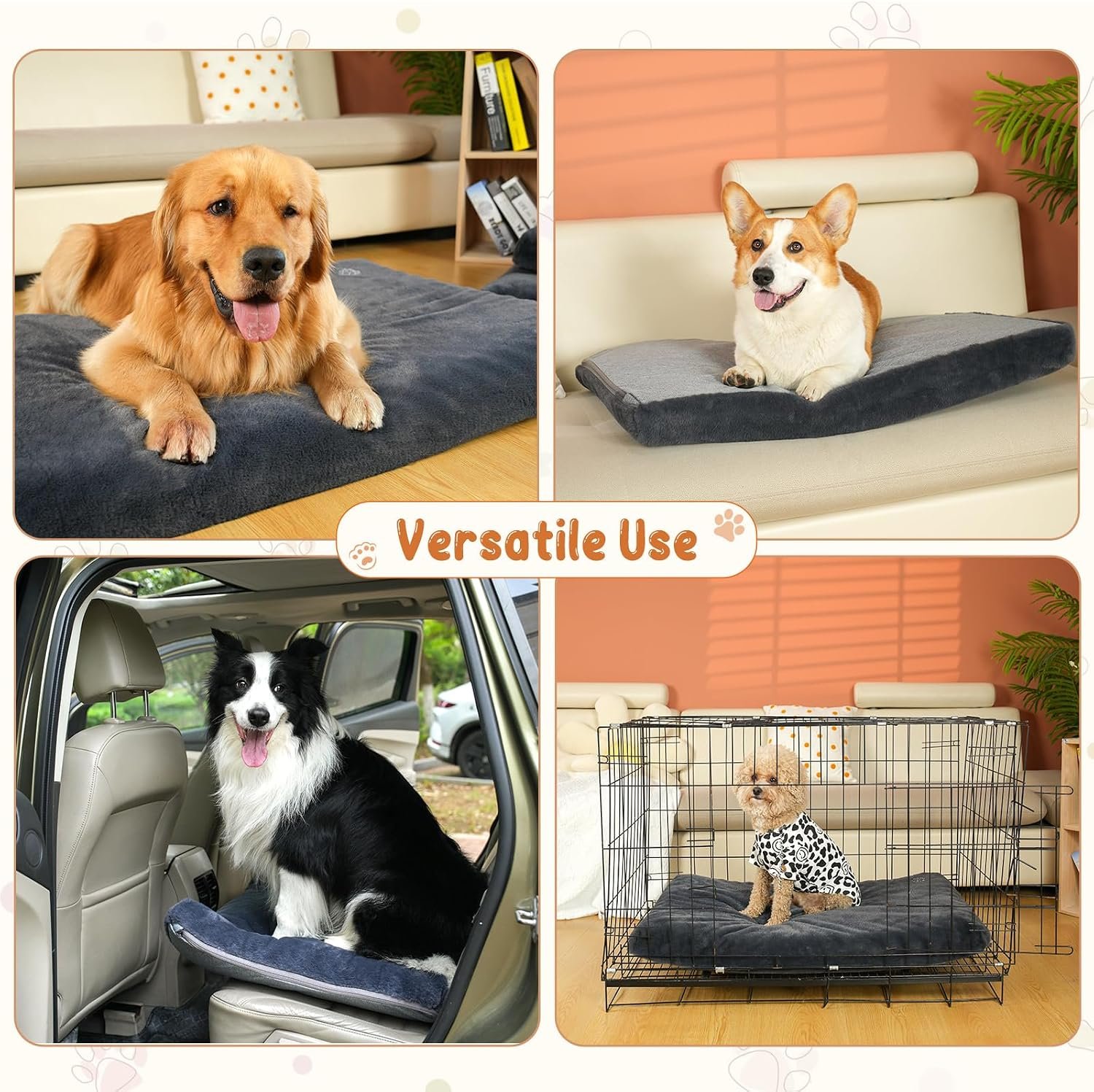 EMPSIGN Dog Bed Mat Crate Pad Mattress, Ultra Soft Pet Kennel, Grey, Large - Image 6