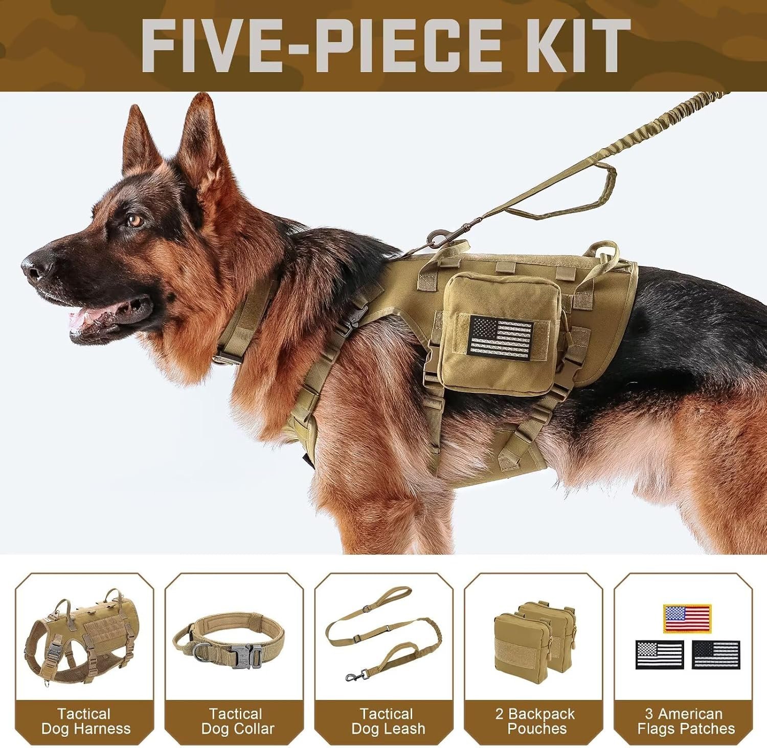 Forestpaw Tactical Dog Harness for Large Dogs,Military,L,Coyote Brown - Image 2