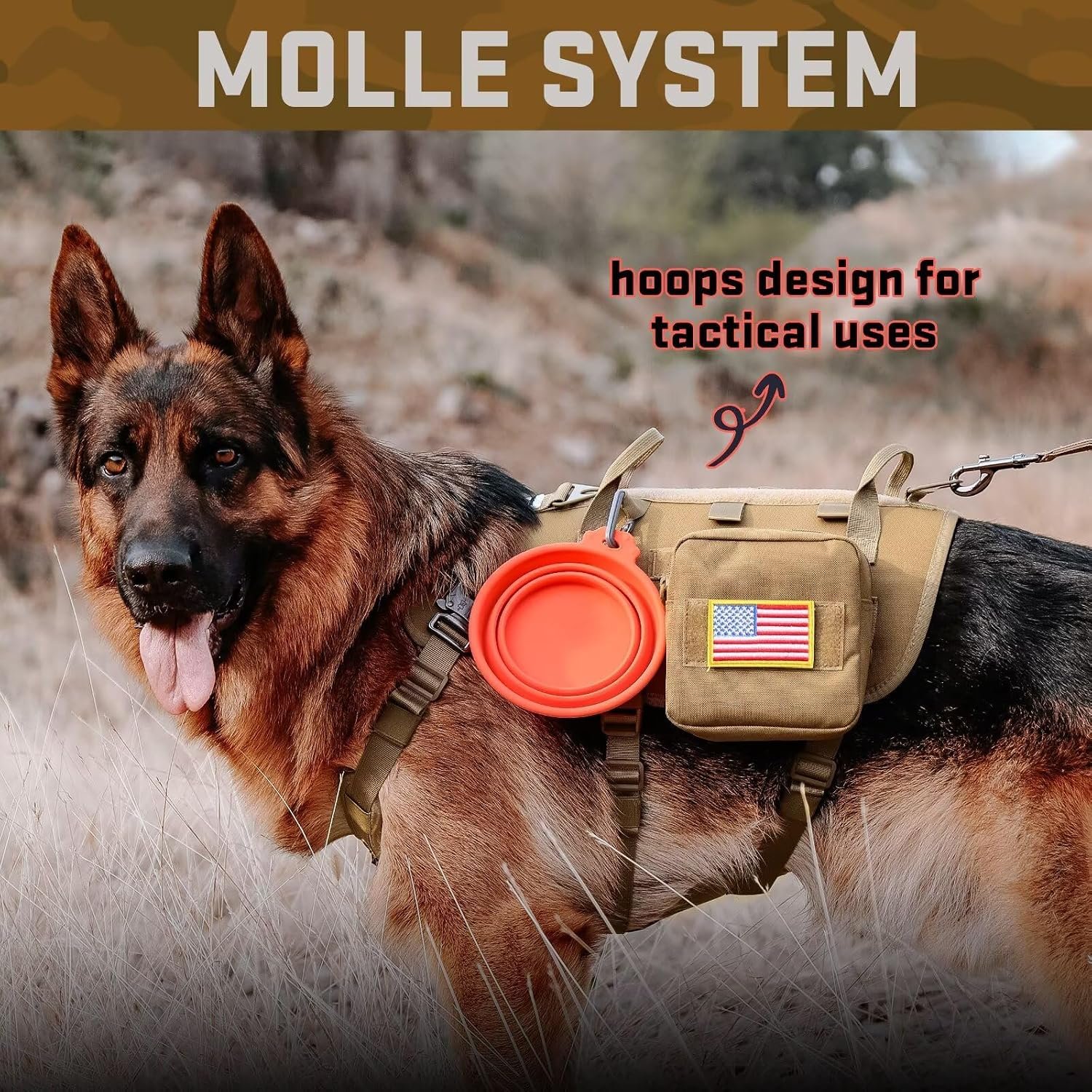 Forestpaw Tactical Dog Harness for Large Dogs,Military,L,Coyote Brown - Image 4