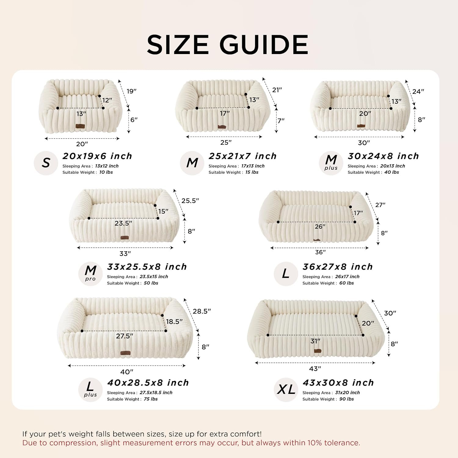 Bedsure ComfyFleece® Cute Dog Bed for Small Medium Dogs Washable,25in Cream - Image 6
