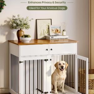 Alternative view of TIMHAKA 41" Dog Crate Furniture, Heavy Duty Dog Cage with Removable Divider