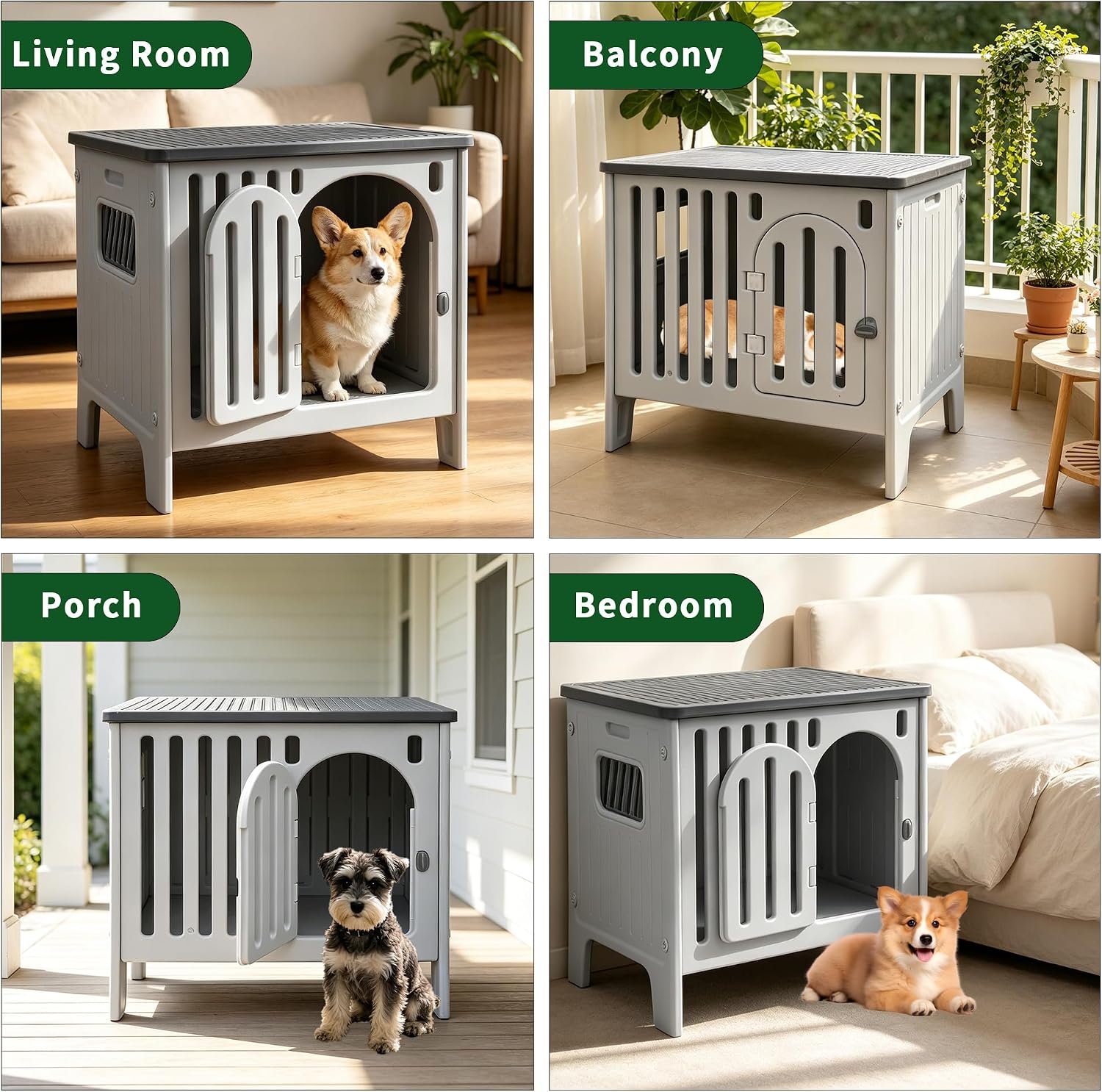 Dog Crate Furniture 26.8“ Plastic Dog Kennel Indoor for Medium and Small Dogs Cage Table - Image 9