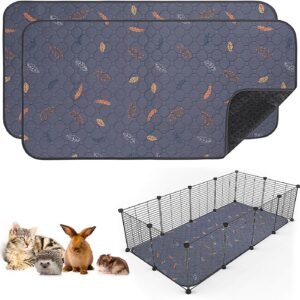 2 Pack Washable Guinea Pig Pee Pads, 24"x48" Reusable Cage Liners