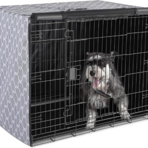 Amazon Basics Dog Cage Cover for 42-inch Wire Crates, Heavy-Duty with Zippered Panels