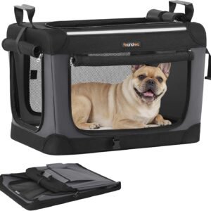 Feandrea Collapsible Dog Crate, Portable Oxford Fabric Pet Carrier, 24-Inch