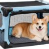 JOYTUTUS Collapsible Dog Crate, 26 Inch Portable Pet Crate for Car, Travel Dog Kennel Foldable Dog Crate for Medium Dog 44lbs, Soft Cat Carrier Fit for Indoor & Outdoor/Car Back Seat/Trunk (Blue)
