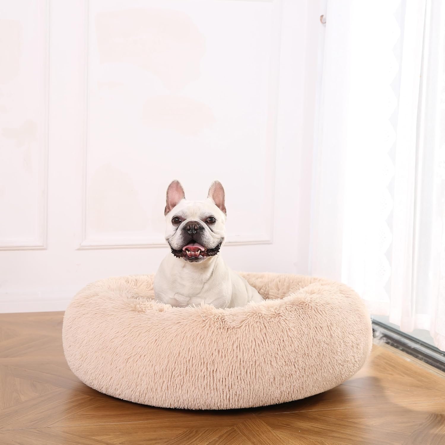 Amazon Basics Washable Donut Pet Bolster Faux Fur Bed with Removable Cover, Anti-Slip Bottom for Dog, Beige, 36" x 36" - Image 7