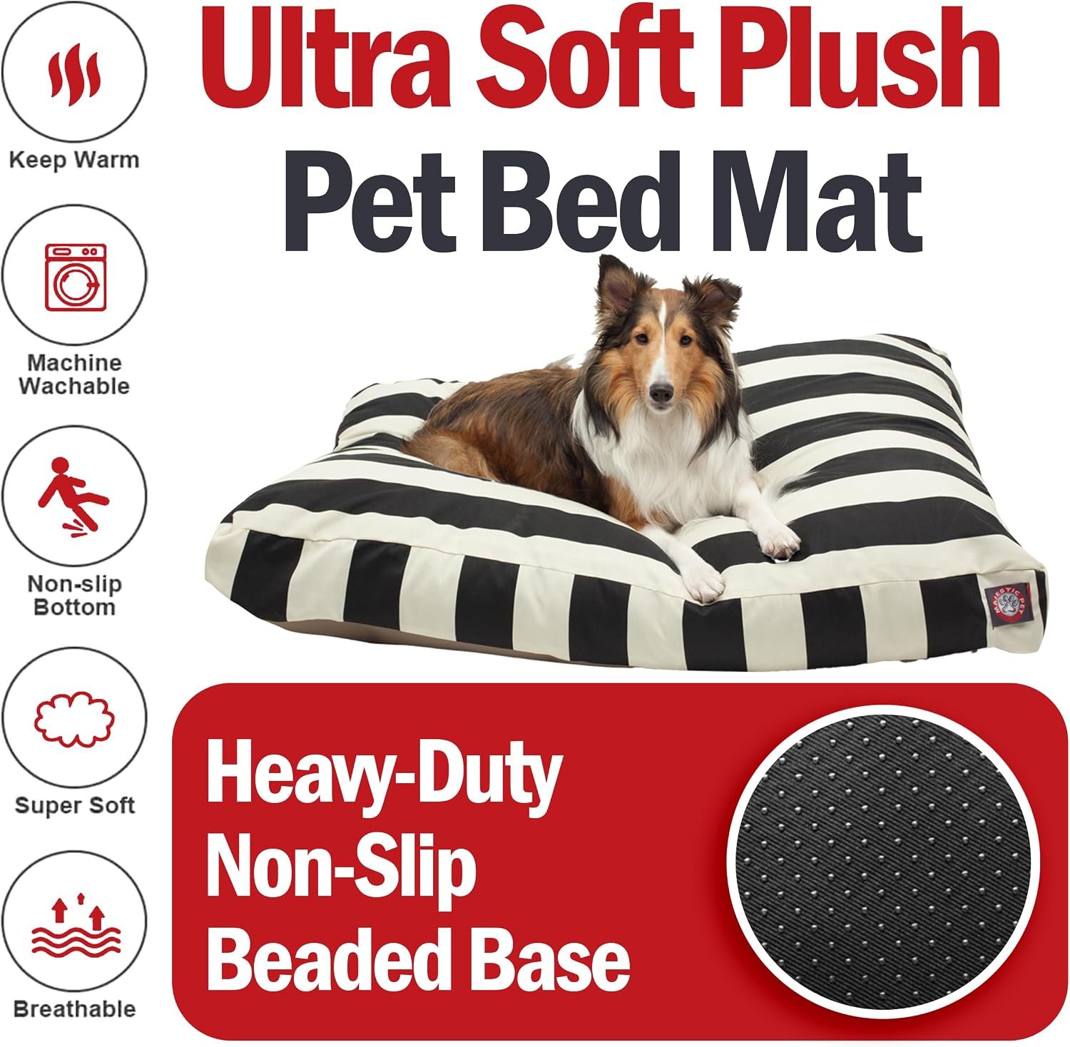 Majestic Pet Rectangular Dog Bed, Large, 44x36x5 in, Washable, Black - Image 5