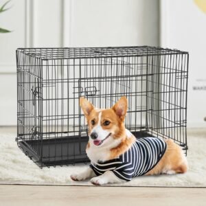 Alternative view of FDW XL Dog Crate Dog Kennel Cage with Double Door,42 inch Folding Metal Wire Dog Cage with Removable Tray&Divider Panel,Pet Crate for Medium Large Dogs,Black