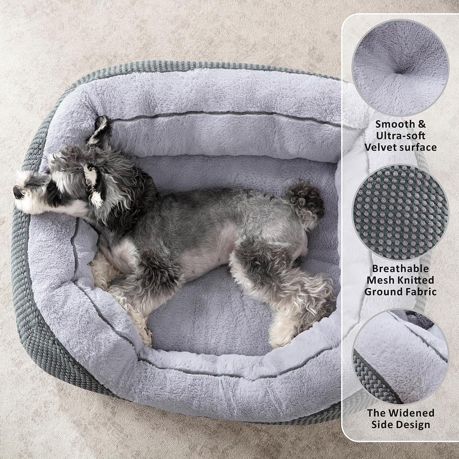 Medium Dog Beds for Medium Dogs Washable, Rectangle Dog Bed Medium Size Dog, Orthopedic Dog Bed, Warming Soft Calming Sleeping Puppy Bed Durable Pet Bed with Anti-Slip Bottom M(30"x24"x9") - Image 2