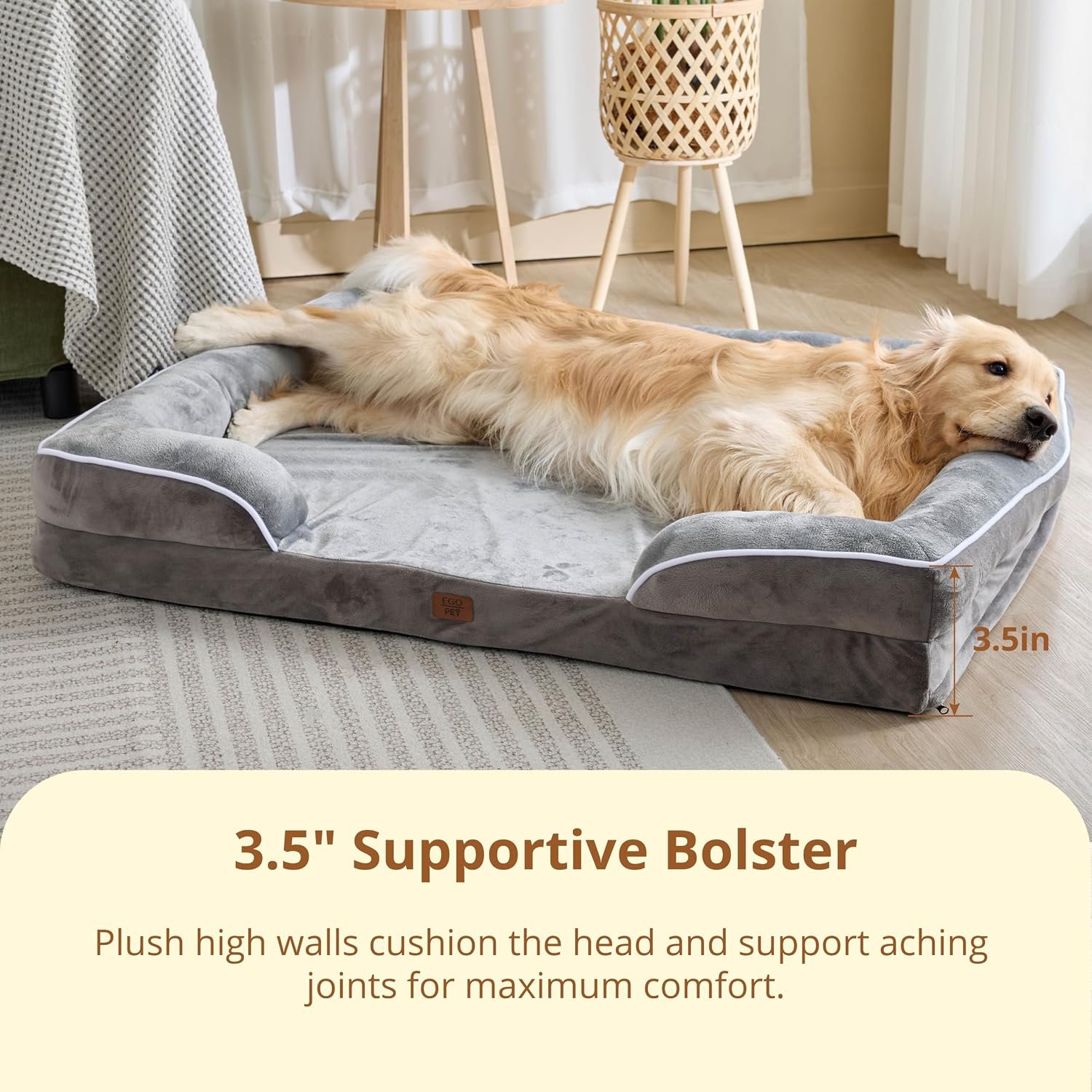 EGOHOME Orthopedic Large Dog Bed, Waterproof Washable L Pet Bed 41" - Image 2