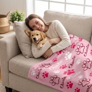 Alternative view of Personalized Dog Blanket, Customized Pet Blankets with Name Picture, Throw Blanket for Small Medium Large Dog Puppy Cat