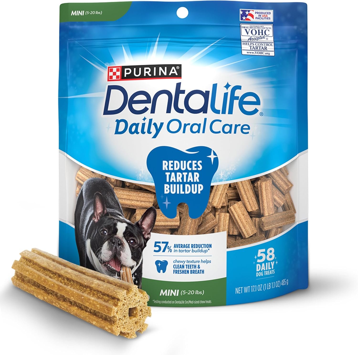 Dentalife Purina Daily Oral Care Dental Dog Treats for Small Dogs, 58 ct