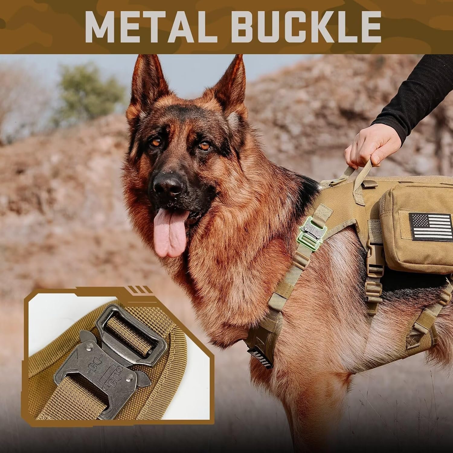 Forestpaw Tactical Dog Harness for Large Dogs,Military,L,Coyote Brown - Image 5