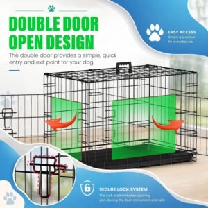 Alternative view of FDW Dog Crate for Medium Dogs 30 Inch Folding Kennel Metal Pet Cage Black
