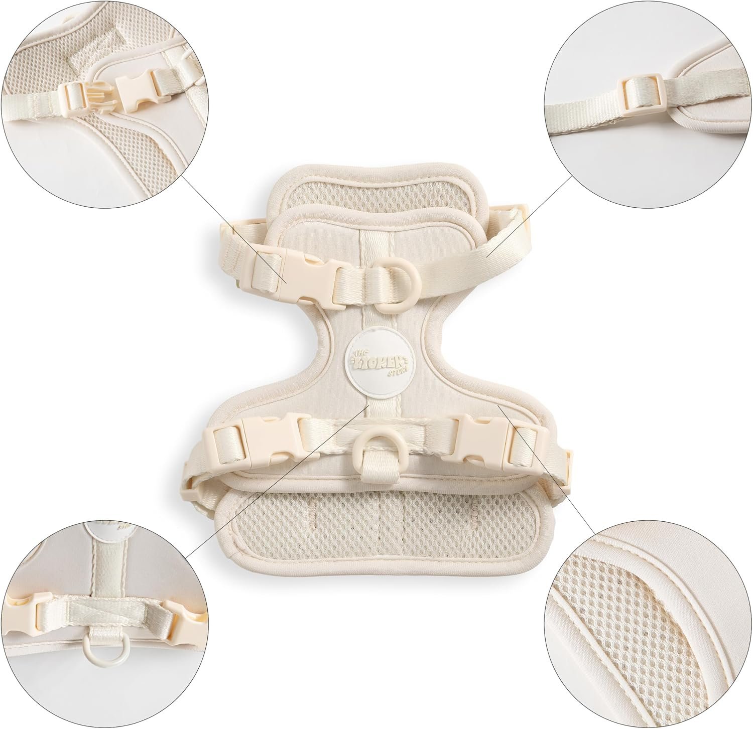 HNS1000L Arlo Extra Small Adjustable Soft Padded No Pull Pet Harness with 3 Buckles and 3 Leash Clips, Bailey - Image 4