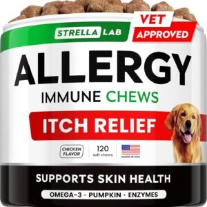 StrellaLab Dog Allergy & Itching Relief - Skin&Coat Support Chews w/Omega 3