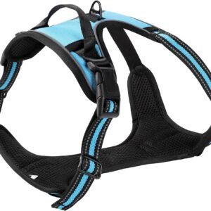 Alternative view of Blue No-Pull Dog Harness with 2 Leash Clips，Soft Padded Vest for Large Dog, Adjustable Reflective Dog Vest Easy to Put on and Take Off, (Neck: 17"~24", Chest: 24"~32",Blue L)