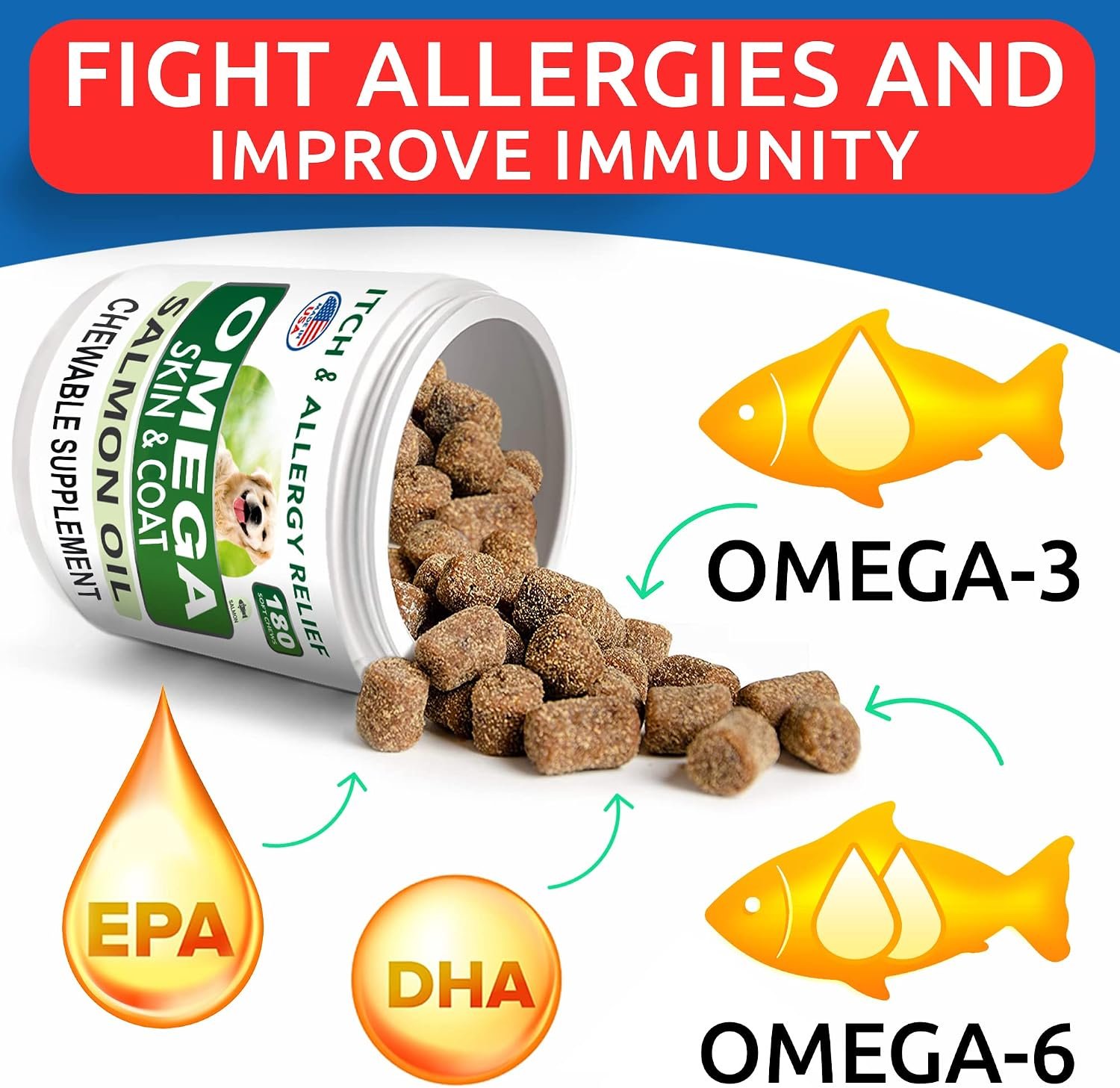 BARK&SPARK Fish Oil Omega 3 for Dogs - Skin & Coat, Itch&Allergy Support - Image 4