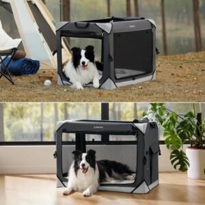 Alternative view of Lesure Portable Collapsible Dog Crate for Medium Dogs, 30in Charcoal Grey