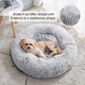 Alternative view of Calming Dog Bed & Cat Bed Washable Puppy Bed,24" Light Grey