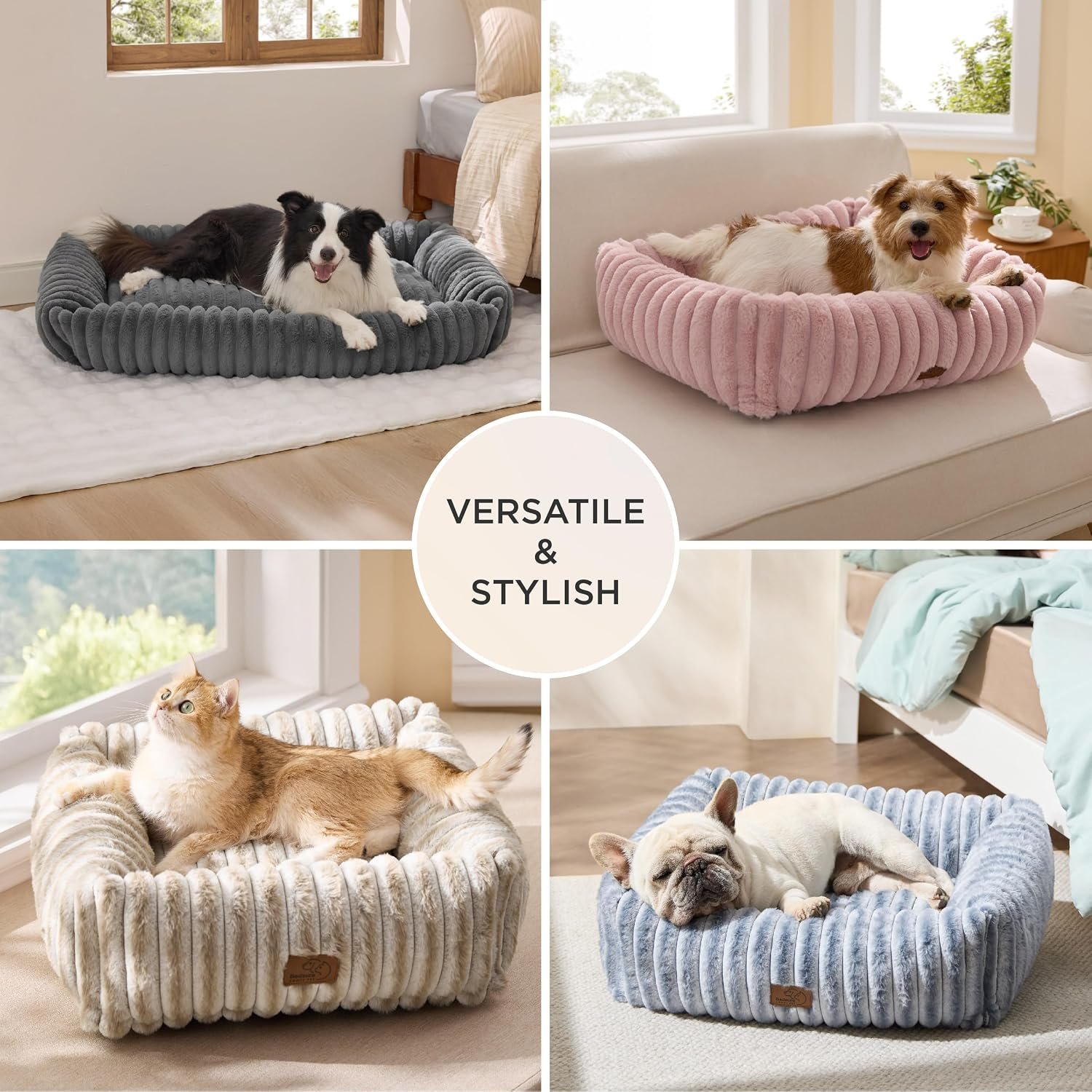Bedsure ComfyFleece® Cute Dog Bed for Small Medium Dogs Washable,25in Cream - Image 8